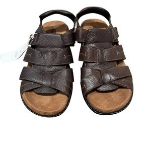 Dr Scholls Shoes Men 9M Memory Foam Cool Fit Fisherman Hook & Loop Brown Leather